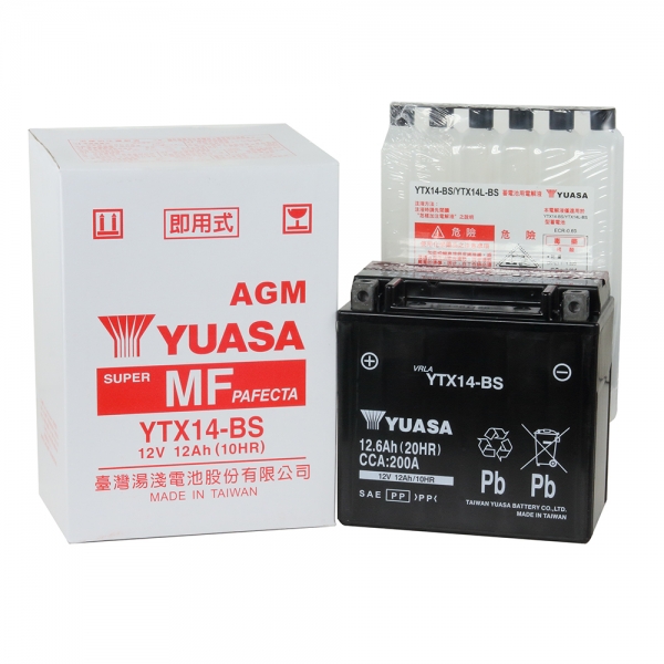 ユアサバッテリー YTX14-BS TAIWAN YUASA バイク用バッテリー YTX14-BS 台湾ユアサ 14-BS